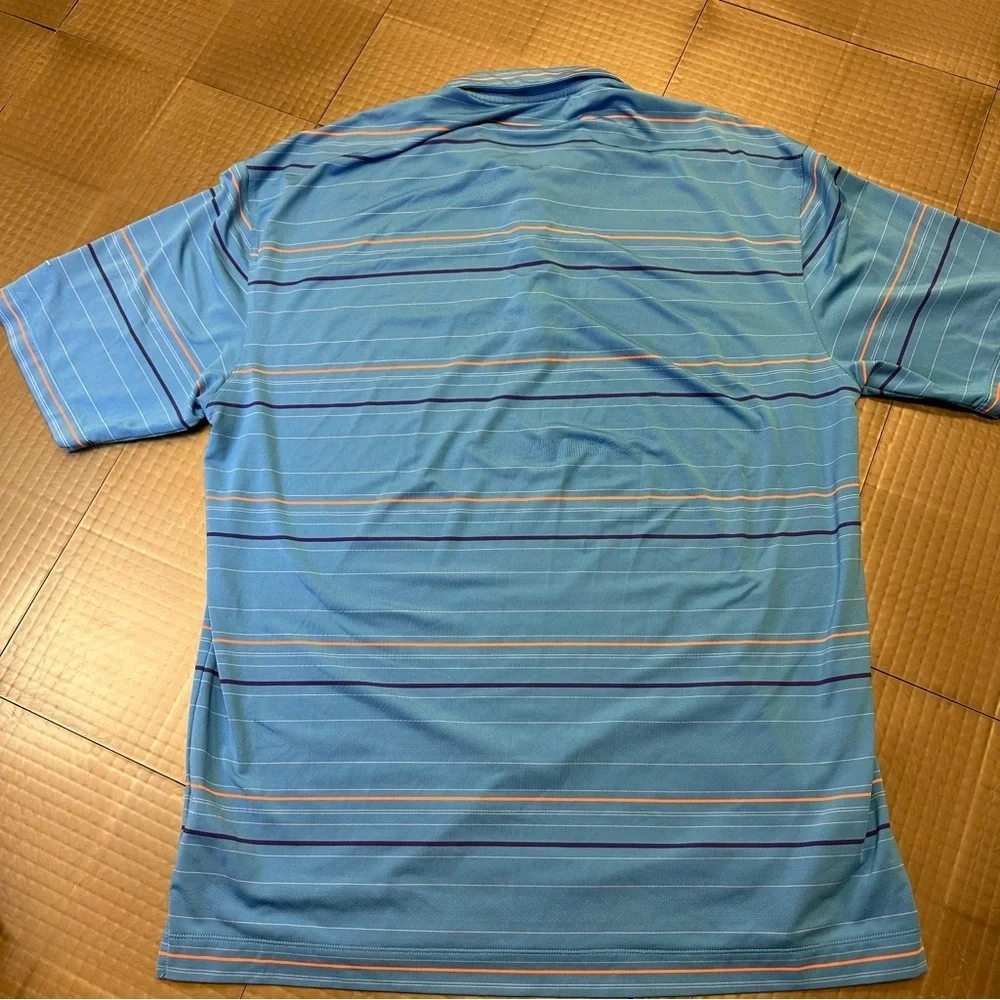 NIKE GOLF MENS BLUE STRIPE DRI FIT SIZE LARGE POLO SHIRT
